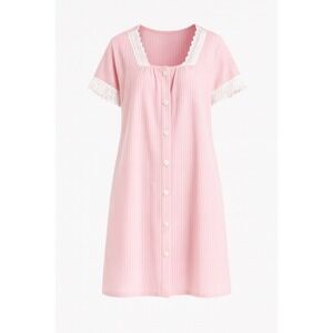 Vintage Roamans Pink Lace Trim Day Robe Nightgown‎ Dress Size 1X Textured Stripe